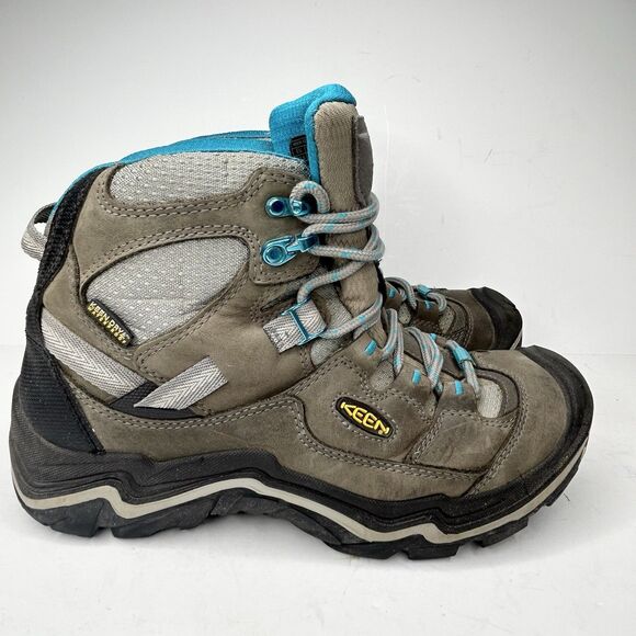 KEEN Shoes - Keen Boots Womens 9 M Durand Mid Hiking boot Grey/Aqua leather  Comfort
